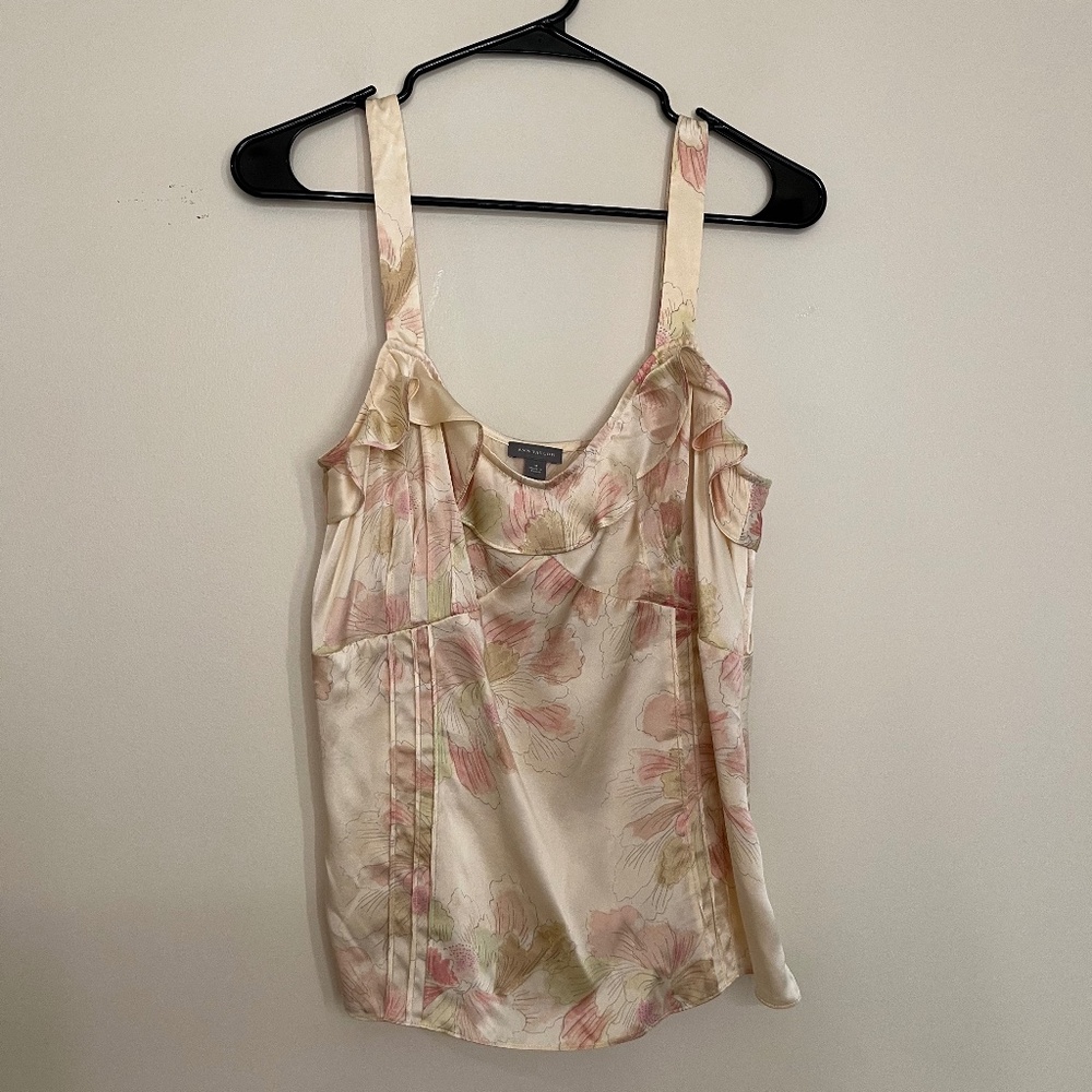 Ann Taylor 100% Silk Ruffle Blouse NWOT
